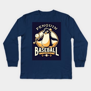 Penguin Baseball Tribute - Penguin Baseball League - Baseball Gift Kids Long Sleeve T-Shirt